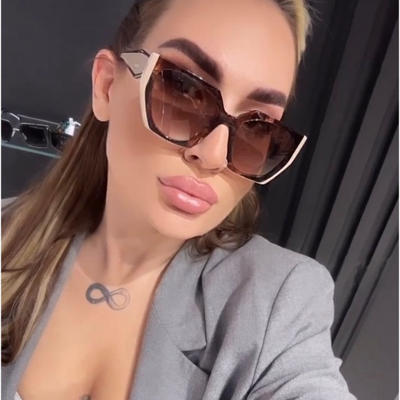 Authentic- New-Prada Tortoise Caramel Powder Brown Gradient Sunglasses - Picture 1 of 14